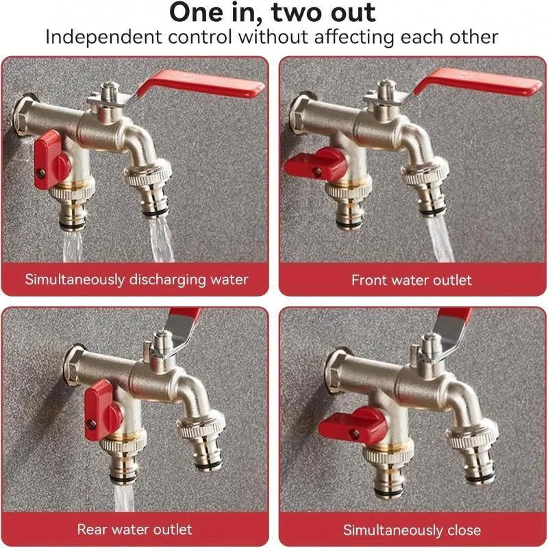 Double Outlet Garden Faucet – Independent Valves, Heavy-Duty & Easy Install