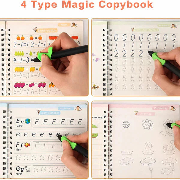 Magic Practice Copybook (4 BOOKS,1 PEN,1 GRIP,10 REFILL)