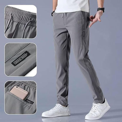 Premium Men's High Stretch Skinny Lycra Pants (Black + Grey)
