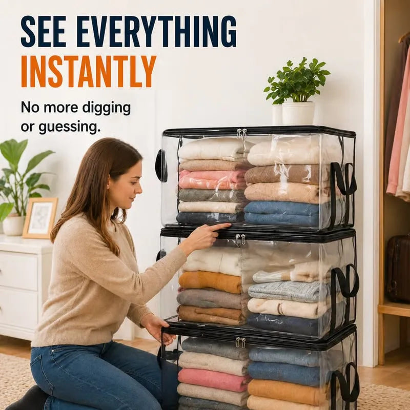 📦Large Heavy-Duty Thick Plastic Clear Storage Bag for Clothes, Moving & Storage