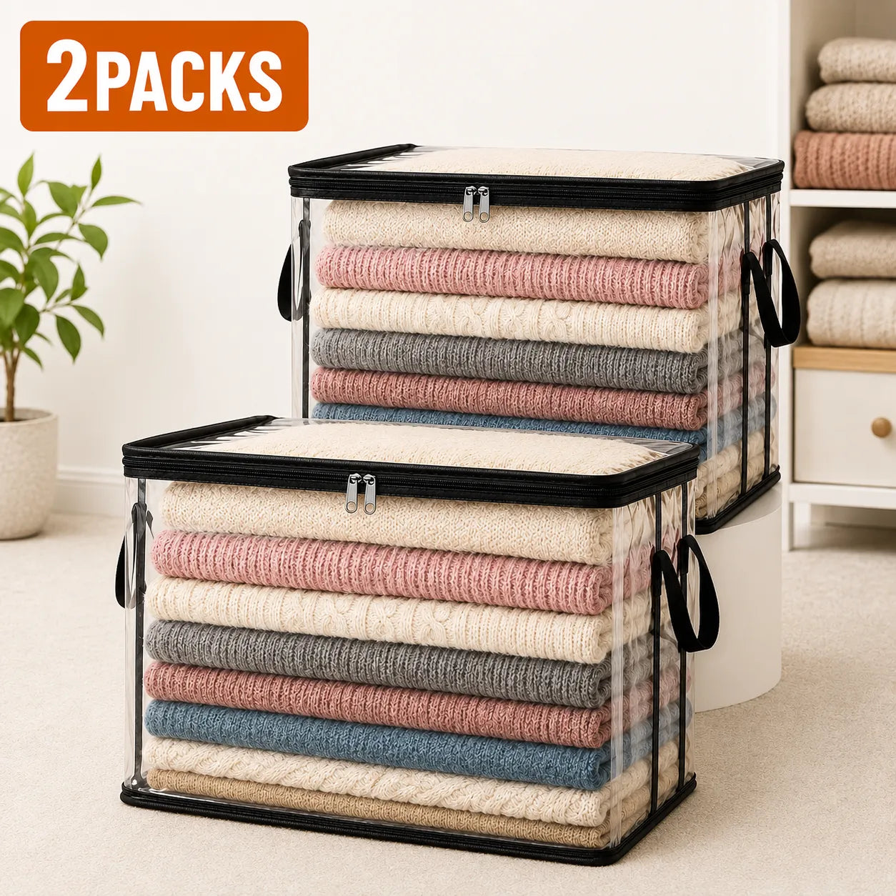 📦Large Heavy-Duty Thick Plastic Clear Storage Bag for Clothes, Moving & Storage