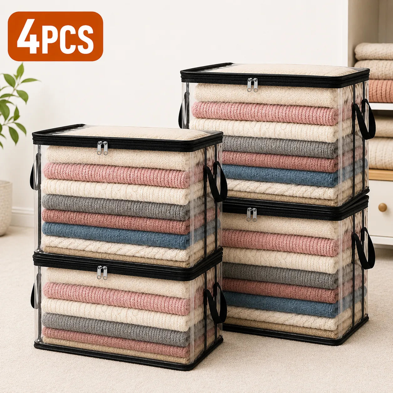 📦Large Heavy-Duty Thick Plastic Clear Storage Bag for Clothes, Moving & Storage