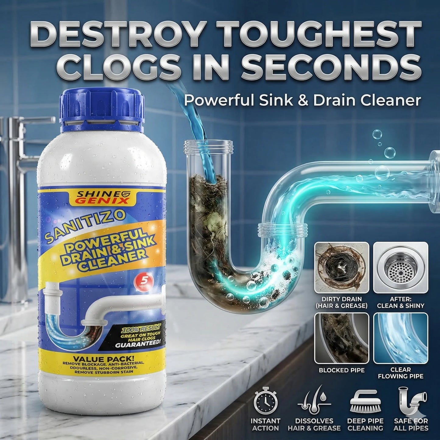🌸 💦 Sanitizo™ - Powerful Drain Cleaner⚡️