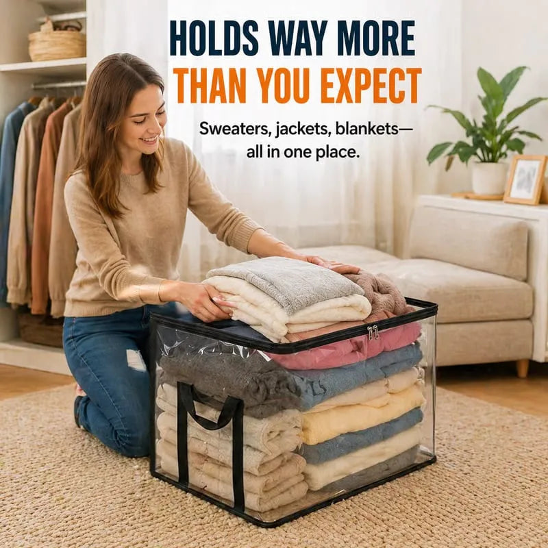 📦Large Heavy-Duty Thick Plastic Clear Storage Bag for Clothes, Moving & Storage