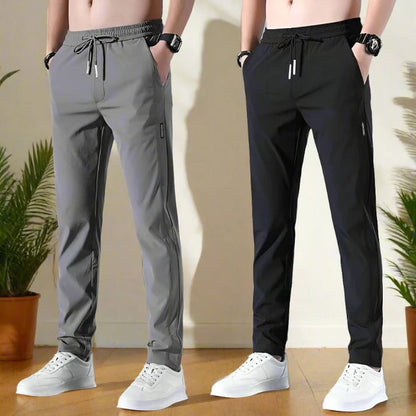 Premium Men's High Stretch Skinny Lycra Pants (Black + Grey)
