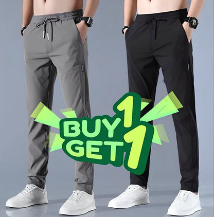 Premium Men's High Stretch Skinny Lycra Pants (Black + Grey)