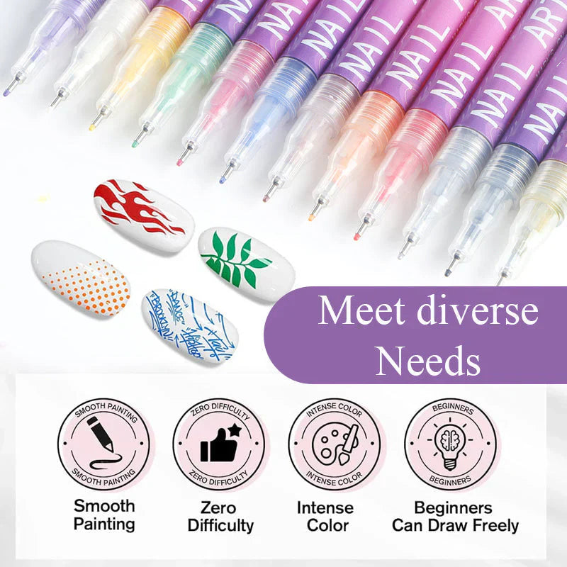 12 Colors Nail Art Pen Marker Set for Creative Designs 💅🎨