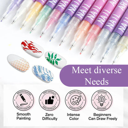 12 Colors Nail Art Pen Marker Set for Creative Designs 💅🎨