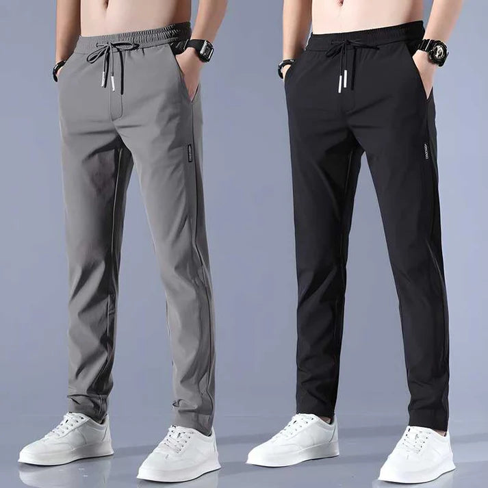Premium Men's High Stretch Skinny Lycra Pants (Black + Grey)
