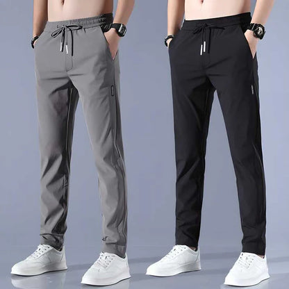 Premium Men's High Stretch Skinny Lycra Pants (Black + Grey)