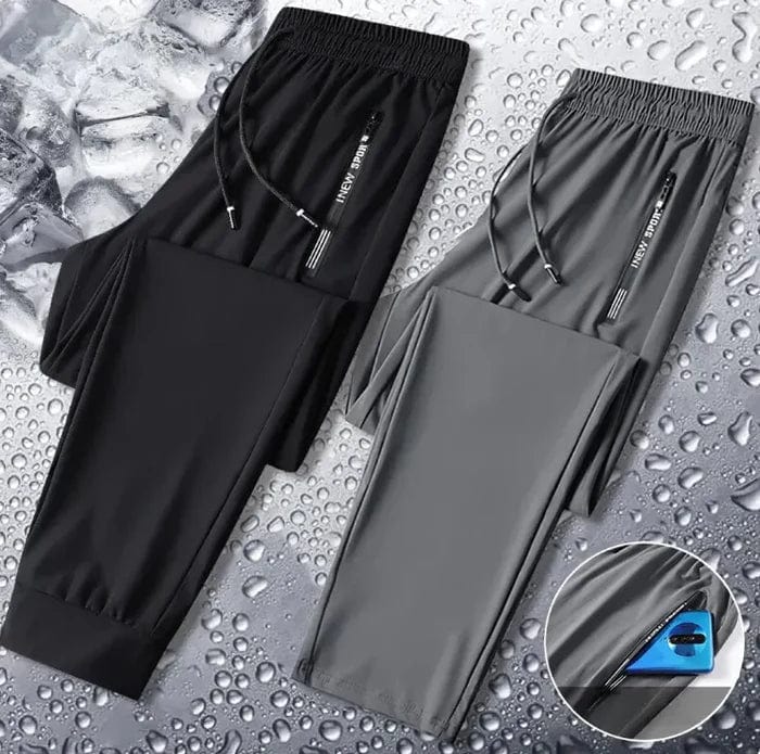 Premium Men's High Stretch Skinny Lycra Pants (Black + Grey)